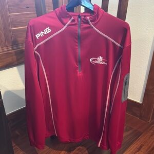 Ping Red and White Quarter-Zip Pullover